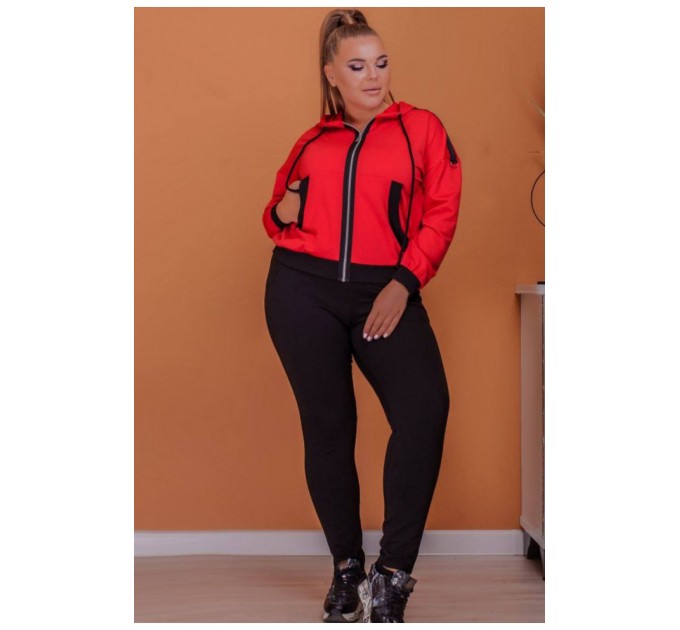 Спортивний костюм жіночий червоного кольору 199867L