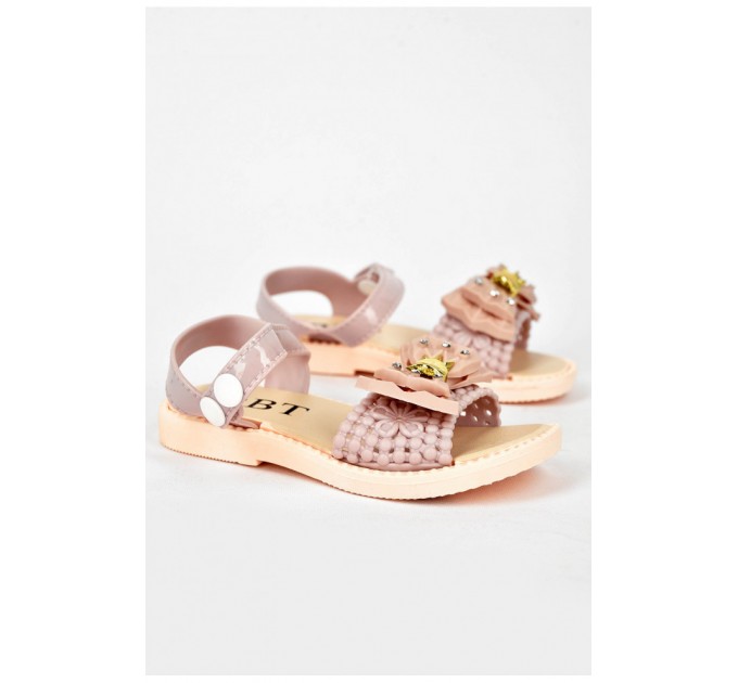 Босоніжки дитячі для дівчинки пудрового кольору 200072L