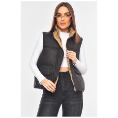 Женская жилетка однотонная черного цвета 200305L Женская жилетка однотонная черного цвета 200305L