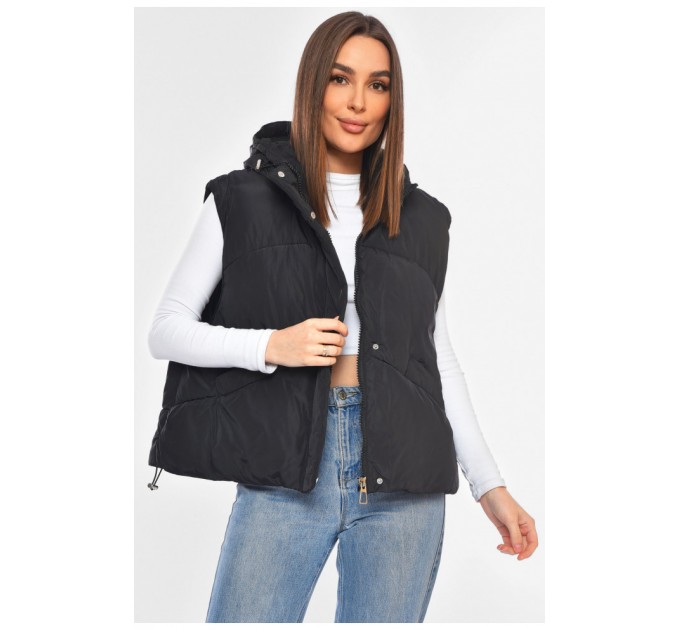 Жилетка жіноча однотонна чорного кольору 200308L