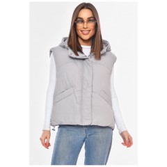 Женская жилетка однотонная серого цвета 200310L Женская жилетка однотонная серого цвета 200310L