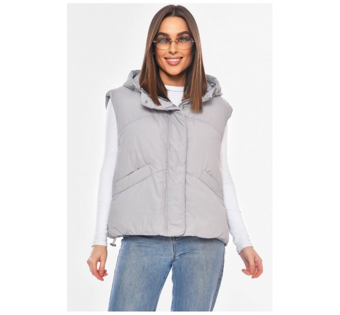 Жилетка жіноча однотонна сірого кольору 200310L