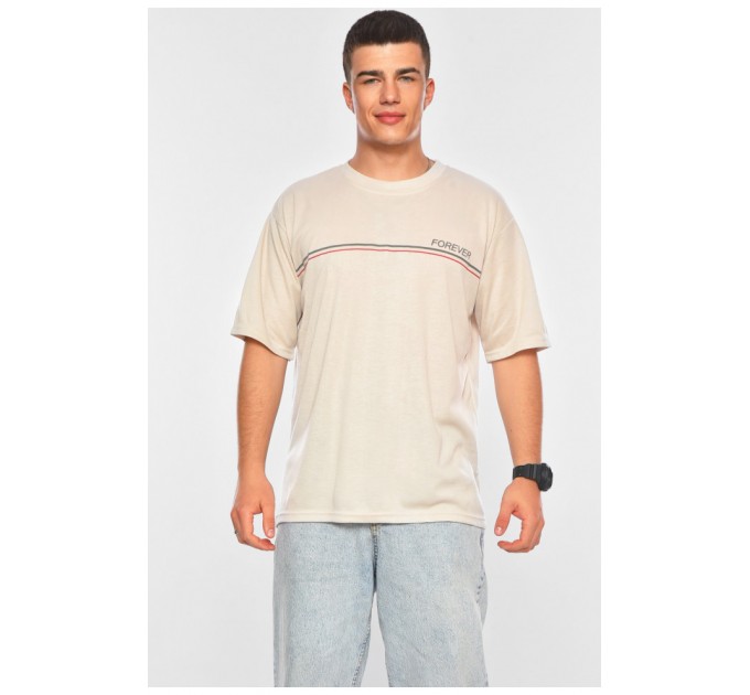Футболка чоловіча батальна бежевого кольору 200456L
