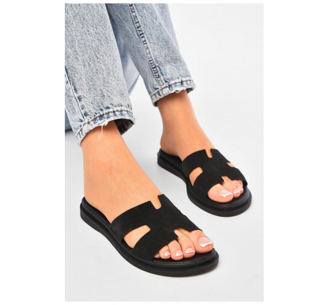 Шлепанцы женские черного цвета 200669L