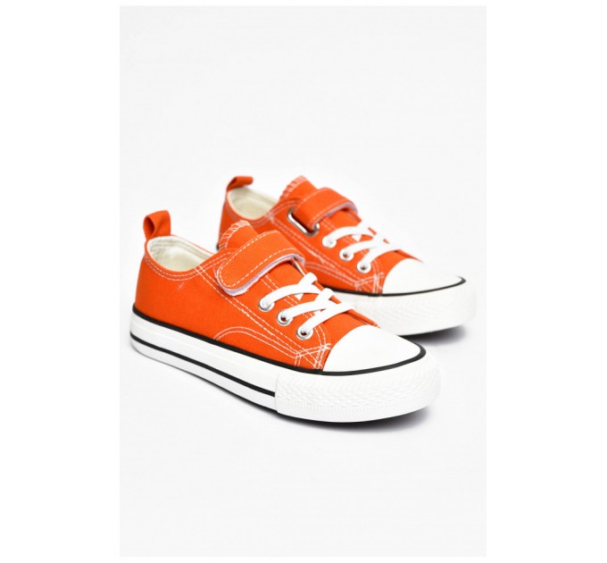 Кеди дитячі помаранчевого кольору однотонні текстиль 200994L