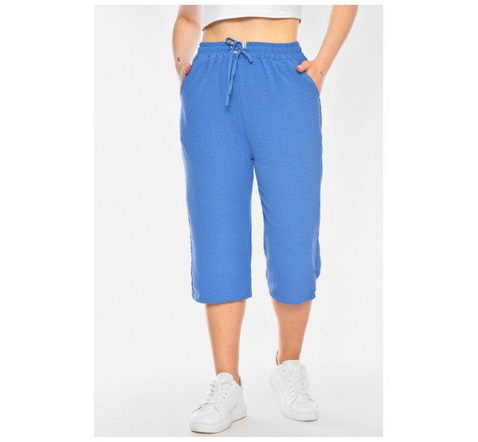 Бриджи женские полубатальные голубого цвета 201028L