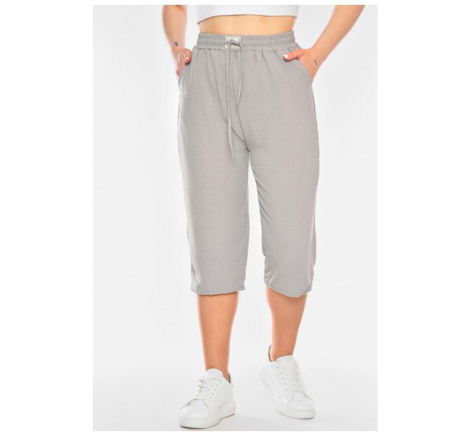 Бриджи женские полубатальные серого цвета 201029L
