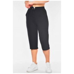 Бриджи женские полубатальные черного цвета 201031L