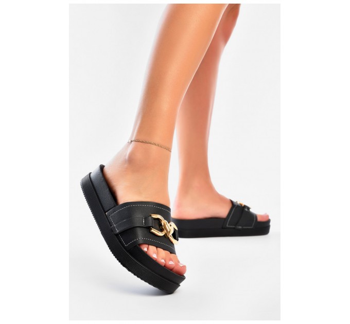 Шлепанцы женские черного цвета 201190L