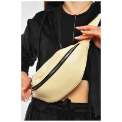 Бананка женская однотонная из экокожи бежевого цвета 201197L