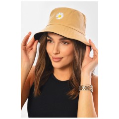 Панама жіноча  двостороння темно-бежевого кольору 201242L