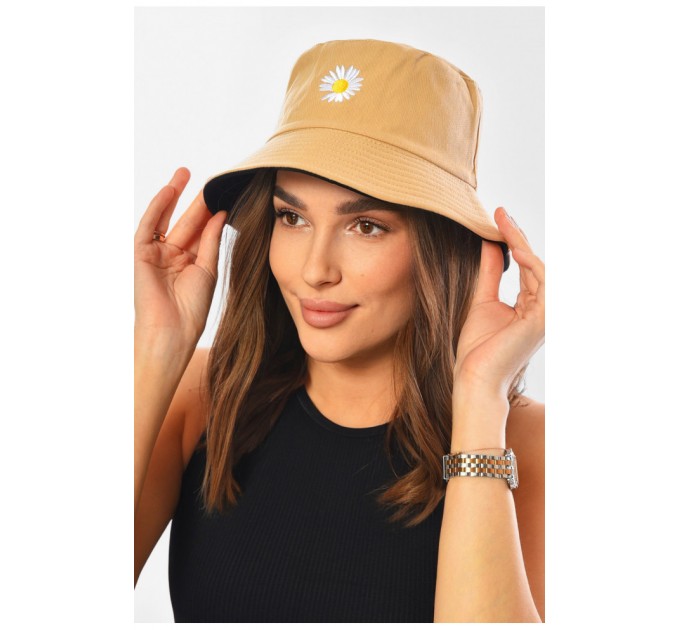 Панама женская двухсторонняя темно-бежевого цвета 201242L