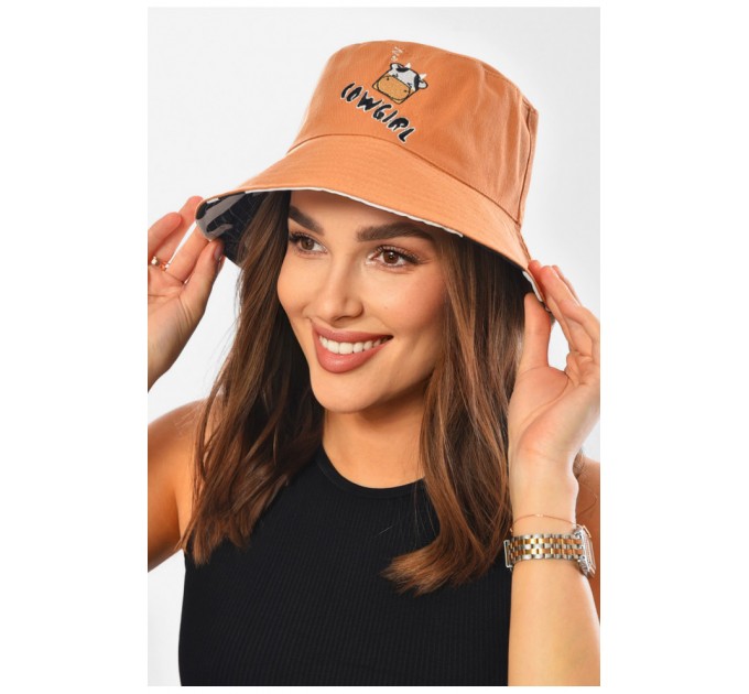 Панама жіноча двостороння темно-бежевого кольору 201248L