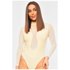 Боди женское однотонное молочного цвета 201335L