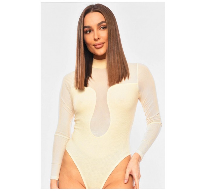 Боди женское однотонное молочного цвета 201335L