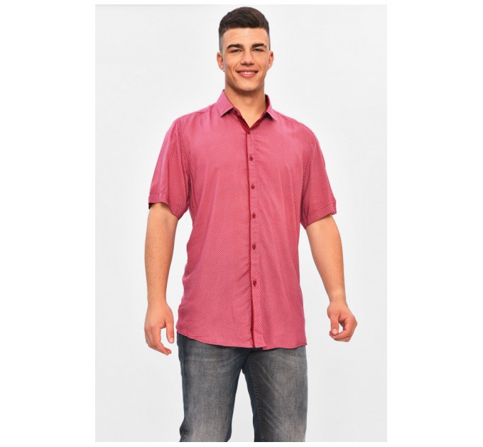Сорочка чоловіча бордового кольору з принтом 201361L
