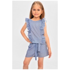 Костюм дитячий для дівчинки синього кольору в смужку 201575L