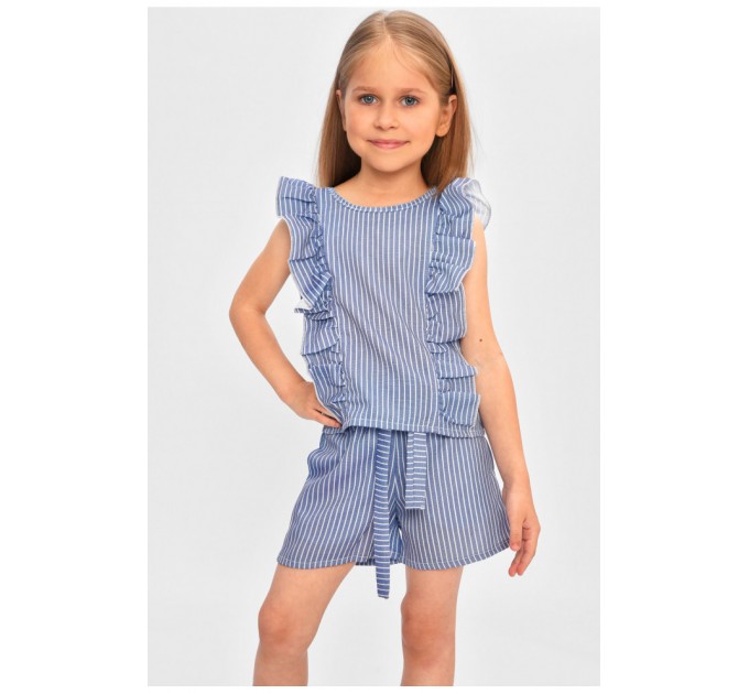Костюм дитячий для дівчинки синього кольору в смужку 201575L