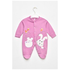 Чоловічок дитячий для дівчинки бузкового кольору з шапочкою 201764L