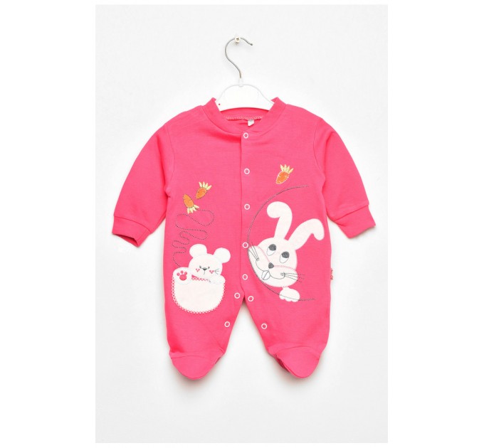 Чоловічок дитячий для дівчинки малинового кольору з шапочкою 201766L