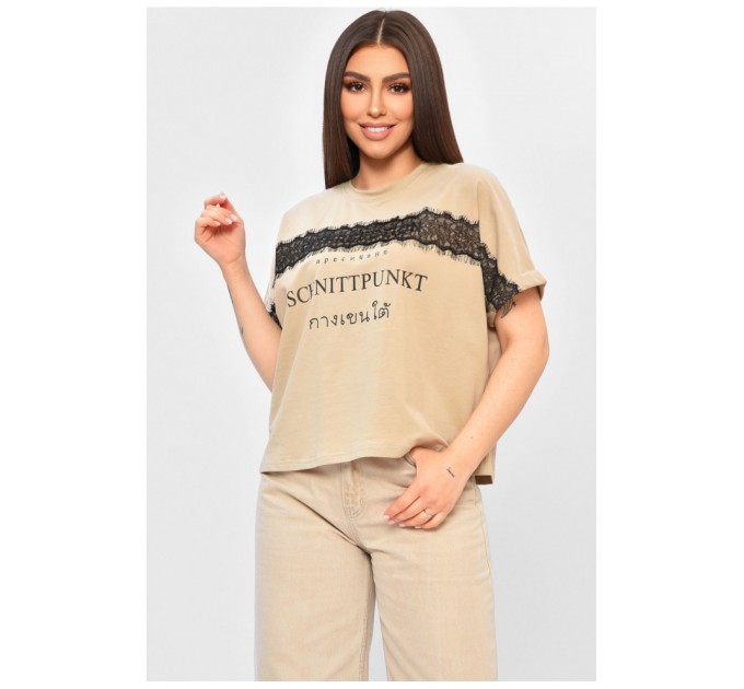 Женская футболка серого цвета с принтом 201869L