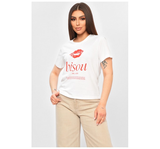Футболка жіноча білого кольору з принтом 201878L