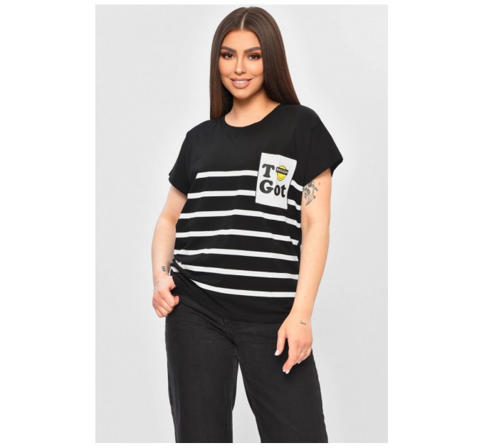 Женская футболка черного цвета с принтом 201879L