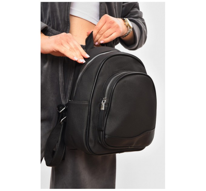 Женский рюкзак из экокожи черного цвета 201952L