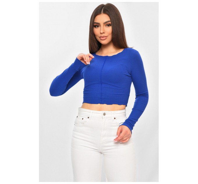 Кофта жіноча однотонна в рубчик синього кольору 201965L