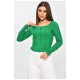 Женская кофта однотонная в рубчик зеленого цвета 201970L