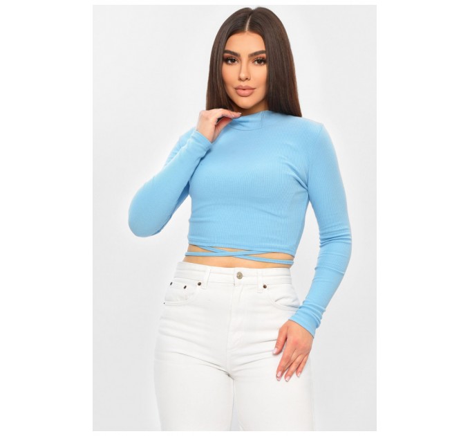 Кофта жіноча однотонна в рубчик блакитного кольору 201983L
