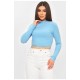 Кофта жіноча однотонна в рубчик блакитного кольору 201983L