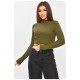Кофта жіноча однотонна в рубчик кольору хакі 201984L