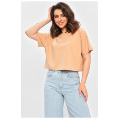 Футболка жіноча однотонна темно-бежевого кольору 202058L