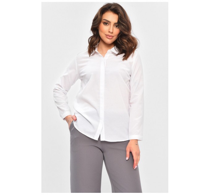Сорочка жіноча однотонна білого кольору 202076L
