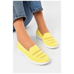 Мокасины женские желтого цвета Текстиль 202123L