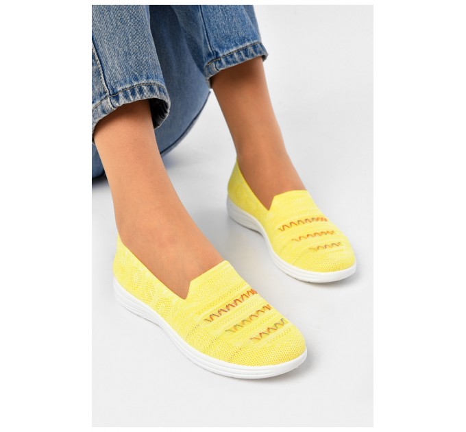 Мокасины женские желтого цвета Текстиль 202123L