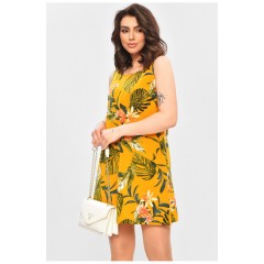 Сарафан жіночий гірчичного кольору з принтом 202191L Сарафан жіночий гірчичного кольору з принтом 202191L