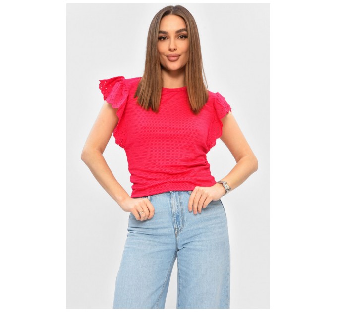 Женская футболка однотонная розового цвета 202297L