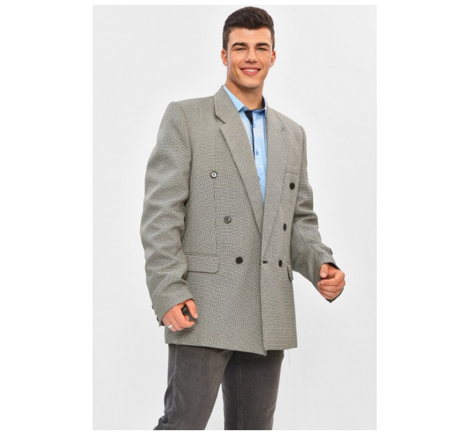 Мужской пиджак однотонный серого цвета 202539L