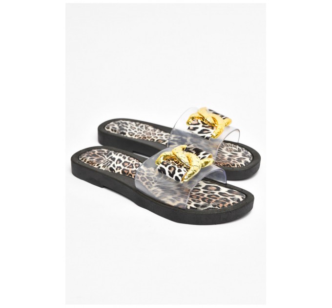 Шльопанці підліткові для дівчинки силіконовий верх з леопардовим принтом 202843L