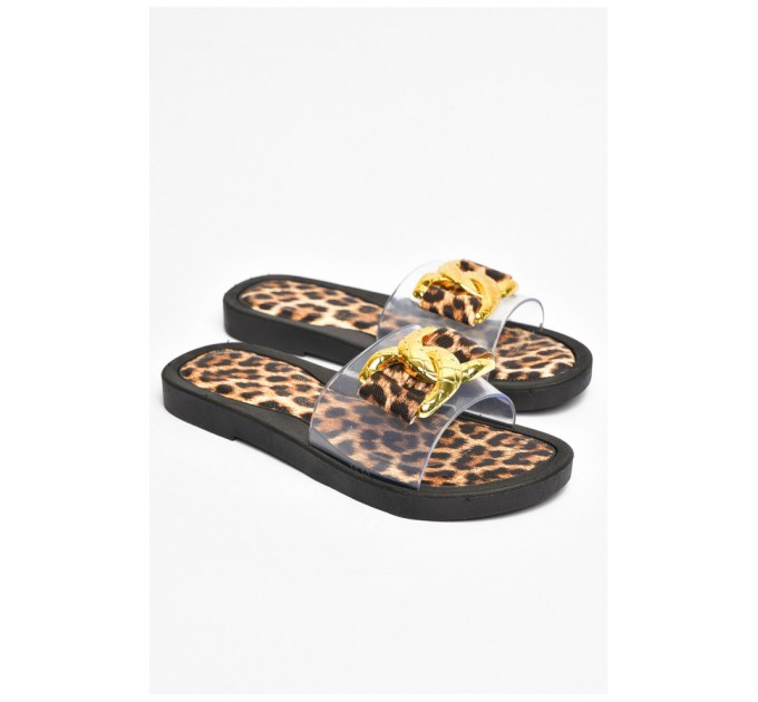 Шльопанці підліткові для дівчинки силіконовий верх з тигровим принтом 202844L