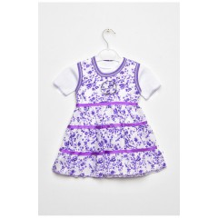 Костюм дитячий для дівчинки біло-фіолетового кольору сарафан+футболка 203045L