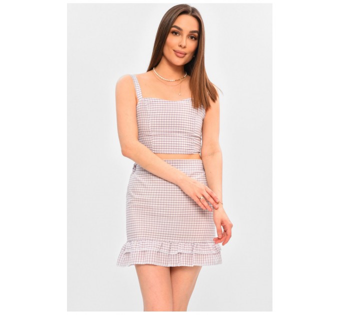 Костюм жіночий світло-бузкового кольору з принтом 203118L