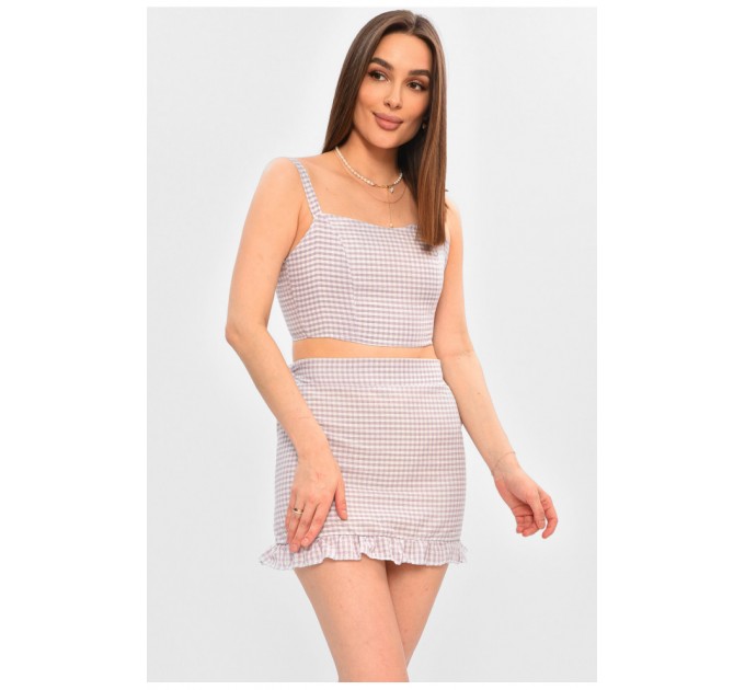 Костюм жіночий світло-бузкового кольору з принтом 203119L