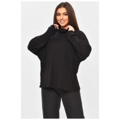 Женская кофта однотонная черного цвета 203206L