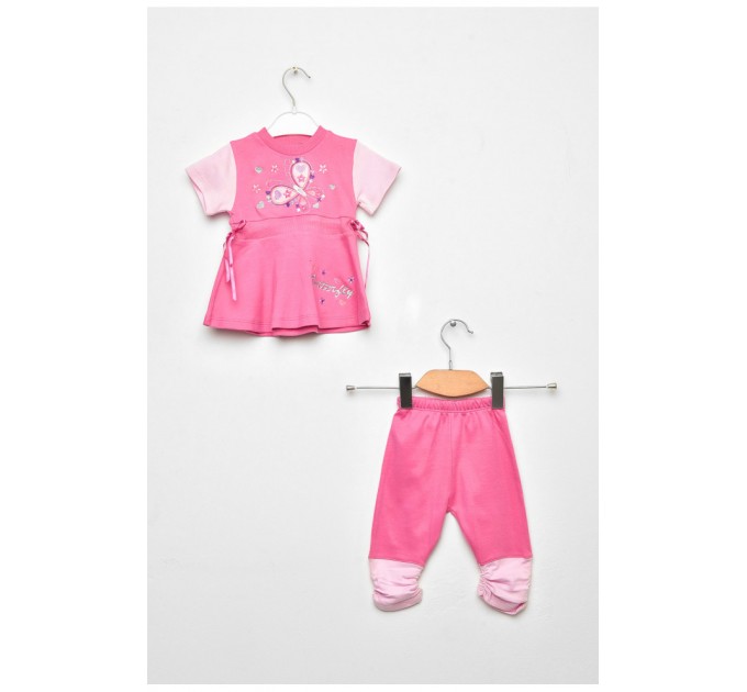 Костюм дитячий для дівчинки рожевого кольору з принтом 203485L