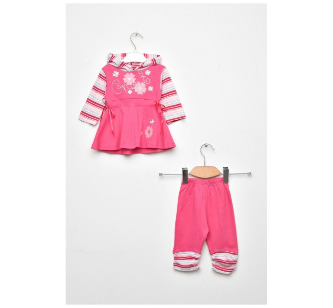 Детский костюм для девочки розового цвета с принтом 203487L