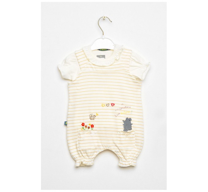 Комбінезон+футболка дитячий для дівчинки молочного кольору 203518L