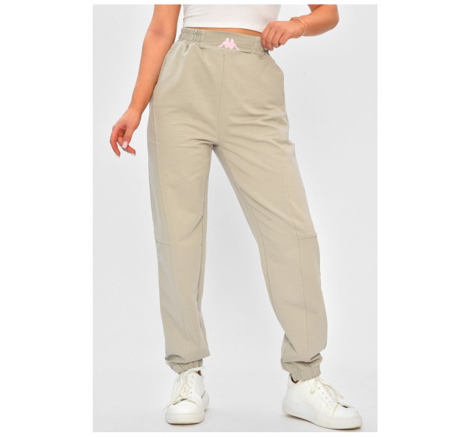 Спортивные штаны женские однотонные светло-серого цвета 203612L